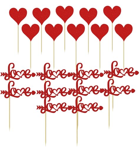 Cupcake-Topper zum Valentinstag, 20 Stück, rote Glitzerkuchenaufsätze, Liebesherz, Valentinstag, Cupcake-Picks für Valentinstag, Hochzeit, Verlobung, Party, Kuchendekorationen Cupcake-Topper zum Valentinstag, 20 Stück, rote Glitzerkuchenaufsätze, Liebesherz, Valentinstag, Cupcake-Picks für Valentinstag, Hochzeit, Verlobung, Party, Kuchendekorationen von CloverCy