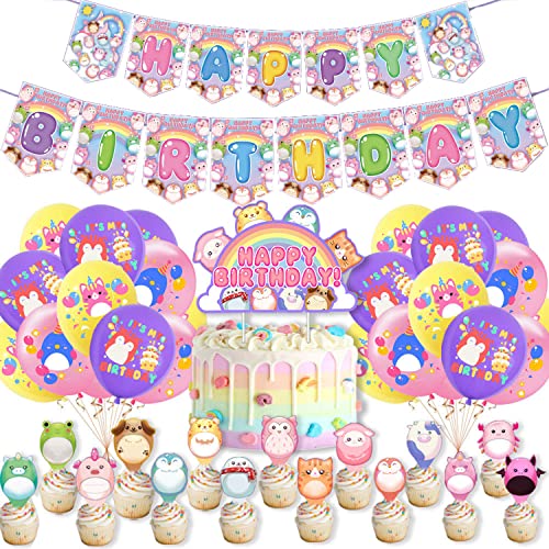 CloverCy Happy Birthday Party Set, Geburtstagsparty-Dekoration, Luftballons, Kuchendekoration, Cupcake-Topper für Kindergeburtstagsparty CloverCy Happy Birthday Party Set, Geburtstagsparty-Dekoration, Luftballons, Kuchendekoration, Cupcake-Topper für Kindergeburtstagsparty von CloverCy