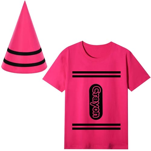Clovilet Buntstift-T-Shirt und Hut für Halloween-Kostüm, für Herren und Damen, Erwachsenengröße (Rose, groß) von Clovilet