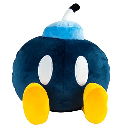 Club Mocchi Mocchi - Bob-omb Mega Plüschtier 38cm von Nintendo, super weiches Kissen, Schlafzimmer-Accessoires für Sammler sowie Mädchen und Jungen ab 3 Jahren von Club Mocchi Mocchi