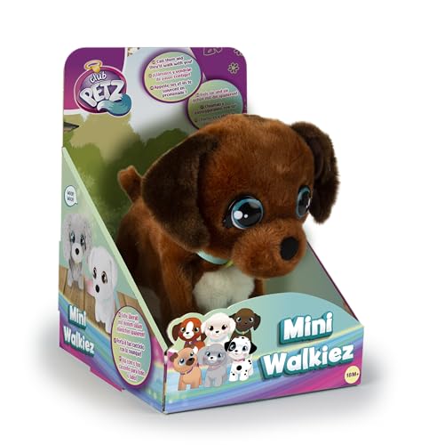 Club Petz Mini Walkiez Choco, Plüsch Hund, mit Funktionen und Geräuschen, Rufe Sie und Gehen mit dir Spazieren, Spielzeug für Mädchen und Kinder ab 12 Monaten und älter von Club Petz
