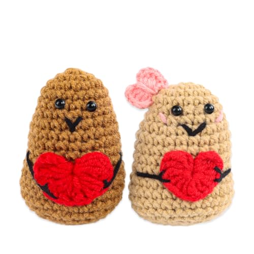 2Pcs Kartoffelpuppe, Pocket Hug Love Kartoffelpuppen, Creative Knitted Wool Potato Doll, Mini Plüsch Figuren, Für Geschenke zum Valentinstag für Jungen und Mädchen von Clvsyh