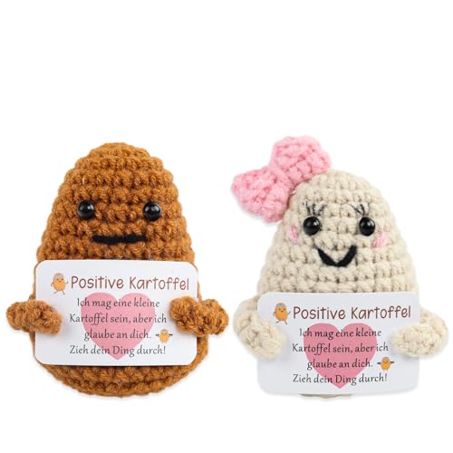 2Pcs Kartoffelpuppe, Pocket Hug Positive Kartoffel, Creative Knitted Wool Potato Doll, Mini Plüsch Figuren, Für Relativ Beste Freundin Geschenke von Clvsyh