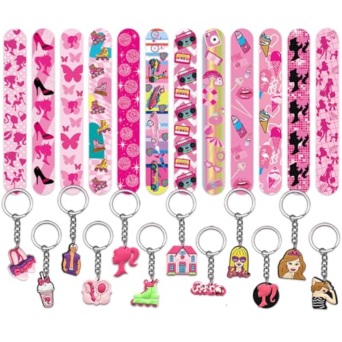 Barbiprinzessin Party Mitgebsel, 12 Barbi-Schlüsselanhänger + 12 SlapArmband, Geburtstags Partyzubehör Für Jungen Mädchen Kindergeburtstag Party Gastgeschenk von Clvsyh