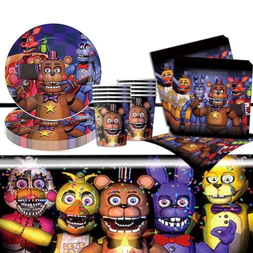 Cartoon Geburtstag Partygeschirr Set, Five Nights at Fre-ddy's Kindergeburtstag Partygeschirr, Partygeschirr Kindergeburtstag, Teller, Servietten, Tassen, Tischtücher für eine Party mit 10 Personen Cartoon Geburtstag Partygeschirr Set, Five Nights at Fre-ddy's Kindergeburtstag Partygeschirr, Partygeschirr Kindergeburtstag, Teller, Servietten, Tassen, Tischtücher für eine Party mit 10 Personen von Clvsyh