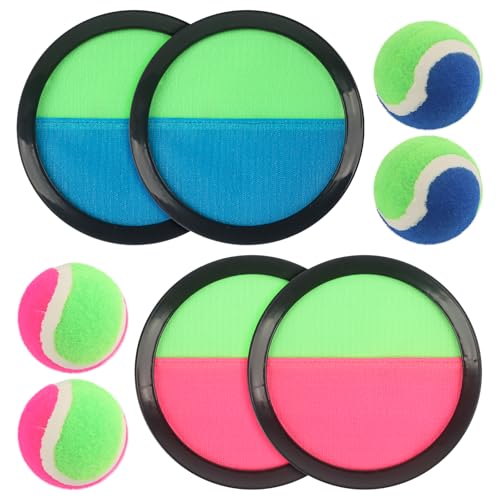 Clvsyh Klettballspiel Für Kinder, Klettball Strandspielzeug, Fangballspiel Mit 4 Fangscheiben 4 BäLle, Outdoor Spiele Für Kinder Wurf- Und Fangspiel Für Junge MäDchen Ab 3 4 5 6 7 von Clvsyh