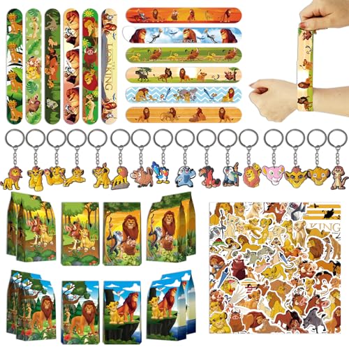 Clvsyh Löwen Kindergeburtstag Party Mitgebsel Set, 86 PCS Löwe Cartoon-Thema Partygeschenke Mit Slap Armbänder Schlüsselanhänger Geschenktaschen Aufkleber Für Kinderparty Clvsyh Löwen Kindergeburtstag Party Mitgebsel Set, 86 PCS Löwe Cartoon-Thema Partygeschenke Mit Slap Armbänder Schlüsselanhänger Geschenktaschen Aufkleber Für Kinderparty von Clvsyh