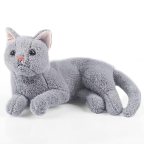 Clvsyh Niedliches Katze Plüschtier Spielzeug, Katze Kuscheltier, Weiche Katze Stofftierpuppe Geschenk für Jungen und Mädchen, 30cm, Grau von Clvsyh