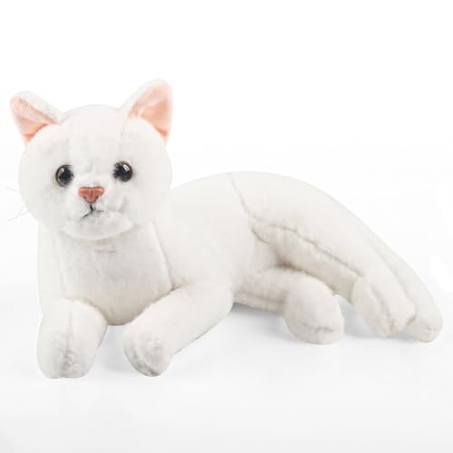 Clvsyh Niedliches Katze Plüschtier Spielzeug, Katze Kuscheltier, Weiche Katze Stofftierpuppe Geschenk für Jungen und Mädchen, 30cm, Weiß von Clvsyh