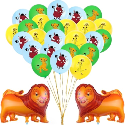 Löwe Geburtstag Luftballon, 26Pcs Löwe Theme Party Dekoration, Cartoon Luftballon Geburtstagsdeko, Kinder Aluminium Folienballons, Cartoon Party Deko Ballons Set für Jungen und Mädchen von Clvsyh