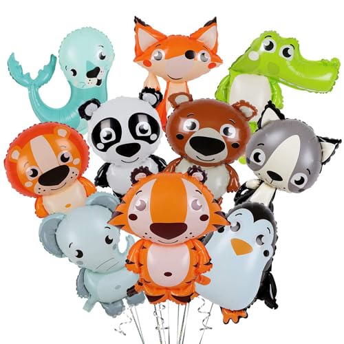 Tier Ballon-Set, 10PCS Tier Folienballons, Niedlich Geburtstag Dekoration Ballons, Thema Party Ballon Dekoration, Kindergeburtstag Mardi Gras Dekoration von Clvsyh