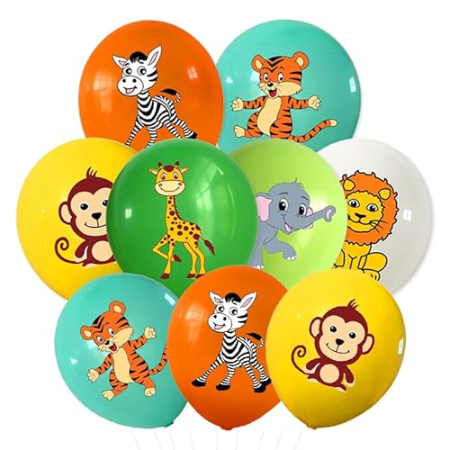 Tiere Latexballon, 30 Stück Tier Dschungel Ballon, Tiger Affe Elefant Löwe Zebra Giraffe Ballon, Tiere Helium Ballons, Tiere Party Ballons, Jungen und Mädchen Kindergeburtstag Ballondekoration von Clvsyh
