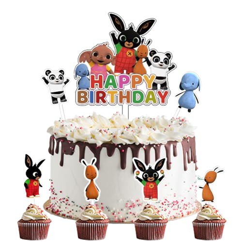 Bunny Kuchendeko Geburtstag, 7 PCS Bunny Cake Decoration, Bunny Cake Topper, Bunny Kuchen Topper Geburtstag Kinder, Kindergeburtstagstorte Dekoration für Geburtstag, Party (0) von Clybeaut