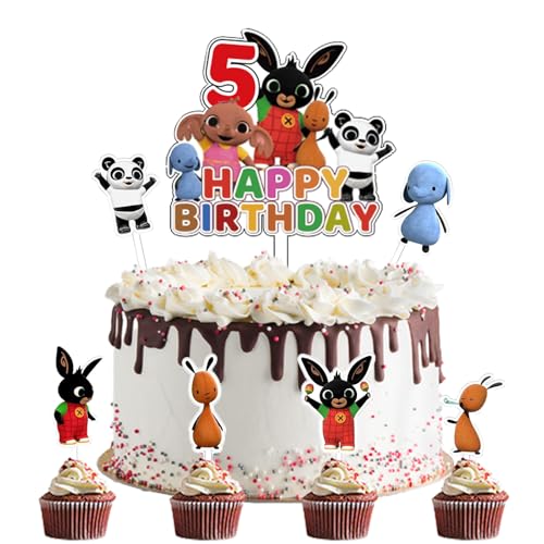 Bunny Kuchendeko Geburtstag, 7 PCS Bunny Cake Decoration, Bunny Cake Topper, Bunny Kuchen Topper Geburtstag Kinder, Kindergeburtstagstorte Dekoration für Geburtstag, Party (5) von Clybeaut