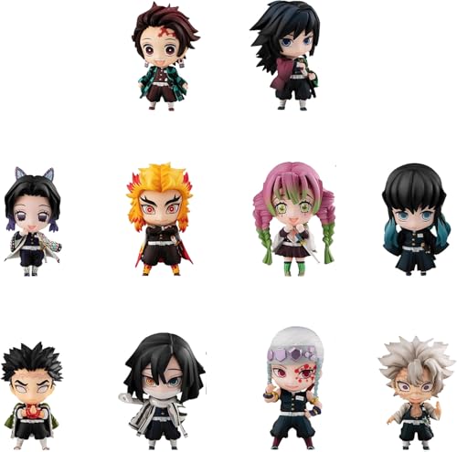 Clybeaut 10pcs Demon Sammlerfiguren Set, Demon Mini Statuen, von Tanjiro, Nezuko, Miniatur-Zeichentrickfiguren für Fansammlungen Clybeaut 10pcs Demon Sammlerfiguren Set, Demon Mini Statuen, von Tanjiro, Nezuko, Miniatur-Zeichentrickfiguren für Fansammlungen von Clybeaut