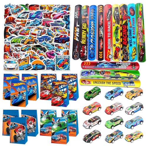Clybeaut Hot Wh-els Party Mitgebsel, Hot Wh-els Aufkleber, anime Slap Armbänder, cartoon geschenktüten kindergeburtstag, Kinderparty-Favoritenpaket mit einer Vielzahl von Gefälligkeiten von Clybeaut