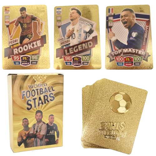 Fußball Karten,55 Stück Goldfolien Fussball Stars Karten,World Cup Trading Cards,Fussball Sammelkarten für Fans, Kinder, Teenager und Erwachsene Fußball Karten,55 Stück Goldfolien Fussball Stars Karten,World Cup Trading Cards,Fussball Sammelkarten für Fans, Kinder, Teenager und Erwachsene von Clybeaut