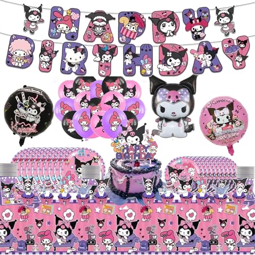 K-uromi Geburtstag Dekoration Set, 98Pcs K-uromi Gebutstag Geschirr Mit Luftballons, Tischdecke & Deko Für Geburtstage, Feiern, von Clybeaut
