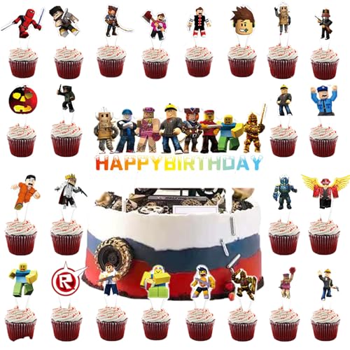 Rob-lox Cake Topper,Rob-lox Tortendeko,Rob-lox Cupcake Topper,Rob-lox Kinder Birthday Tortendeko,für Mädchen Junge Party Dekoration zum Torten Deko Rob-lox Cake Topper,Rob-lox Tortendeko,Rob-lox Cupcake Topper,Rob-lox Kinder Birthday Tortendeko,für Mädchen Junge Party Dekoration zum Torten Deko von Clybeaut