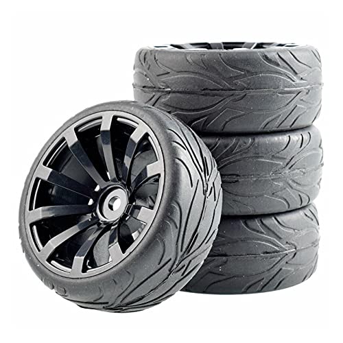 Clynex 4 Stück Flache Rennreifen, Radversatz 6 mm, for HSP, for HPI, 1:10 On-Road Car RC-Autoreifen(601-6084) von Clynex