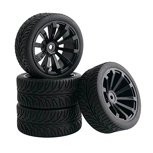 Clynex 4 Stück Flache Rennreifen, Radversatz 6 mm, for HSP, for HPI, 1.10 On-Road Car RC-Autoreifen(601-8007) von Clynex