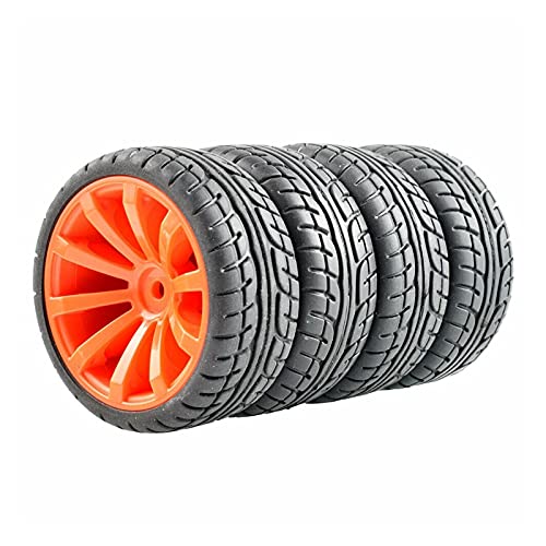Clynex 4 Stück Flache Rennreifen, Radversatz 6 mm, for HSP, for HPI, 1.10 On-Road Car RC-Autoreifen(601R-8003) von Clynex