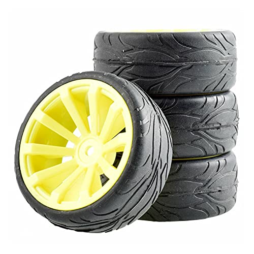 Clynex 4 Stück Flache Rennreifen, Radversatz 6 mm, for HSP, for HPI, 1:10 On-Road Car RC-Autoreifen(601Y-6084) von Clynex