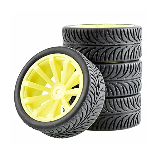 Clynex 4 Stück Flache Rennreifen, Radversatz 6 mm, for HSP, for HPI, 1.10 On-Road Car RC-Autoreifen(601Y-8007) von Clynex