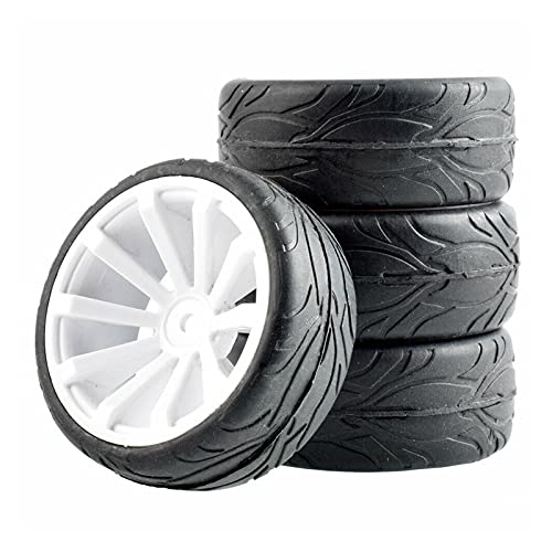 Clynex 4 Stück Flache Rennreifen, Radversatz 6 mm, for HSP, for HPI, 1:10 On-Road Car RC-Autoreifen(602-6084) von Clynex