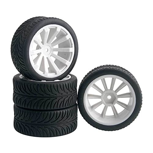 Clynex 4 Stück Flache Rennreifen, Radversatz 6 mm, for HSP, for HPI, 1.10 On-Road Car RC-Autoreifen(602-8007) von Clynex
