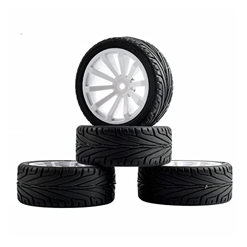 Clynex 4 Stück Flache Rennreifen, Radversatz 6 mm, for HSP, for HPI, 1.10 On-Road Car RC-Autoreifen(602-8010) von Clynex