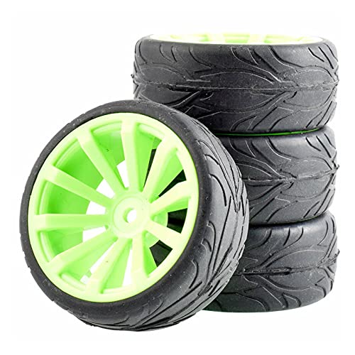 Clynex 4 Stück Flache Rennreifen, Radversatz 6 mm, for HSP, for HPI, 1:10 On-Road Car RC-Autoreifen(603-6084) von Clynex