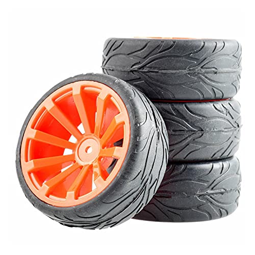 Clynex 4 Stück Flache Rennreifen, Radversatz 6 mm, for HSP, for HPI, 1:10 On-Road Car RC-Autoreifen(604-6084) von Clynex