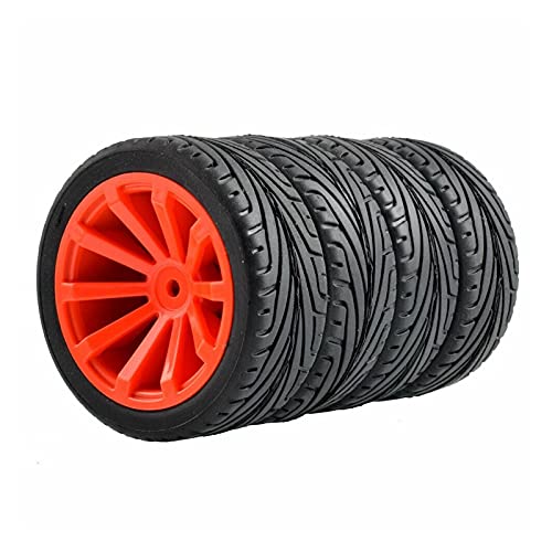 Clynex 4 Stück Flache Rennreifen, Radversatz 6 mm, for HSP, for HPI, 1.10 On-Road Car RC-Autoreifen(604-8010) von Clynex