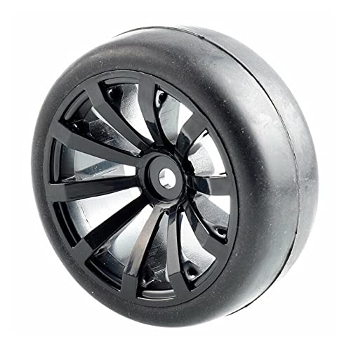 Clynex 4 Stück Flache Rennreifen, Radversatz 6 mm, for HSP, for HPI, 1.10 On-Road Car RC-Autoreifen(Black Wheel) von Clynex