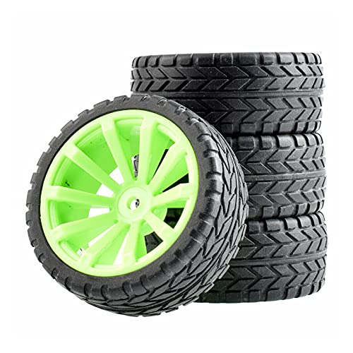 Clynex 4 Stück Flache Rennreifen, Radversatz 6 mm, for HSP, for HPI, 1:10 On-Road Car RC-Autoreifen(Green Wheel) von Clynex