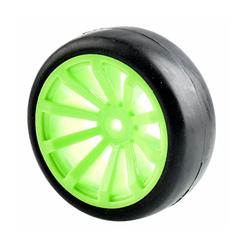 Clynex 4 Stück Flache Rennreifen, Radversatz 6 mm, for HSP, for HPI, 1.10 On-Road Car RC-Autoreifen(Green Wheel) von Clynex