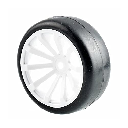Clynex 4 Stück Flache Rennreifen, Radversatz 6 mm, for HSP, for HPI, 1.10 On-Road Car RC-Autoreifen(White Wheel) von Clynex