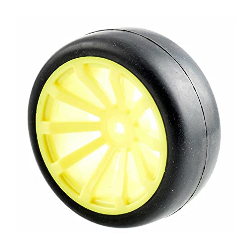 Clynex 4 Stück Flache Rennreifen, Radversatz 6 mm, for HSP, for HPI, 1.10 On-Road Car RC-Autoreifen(Yellow Wheel) von Clynex