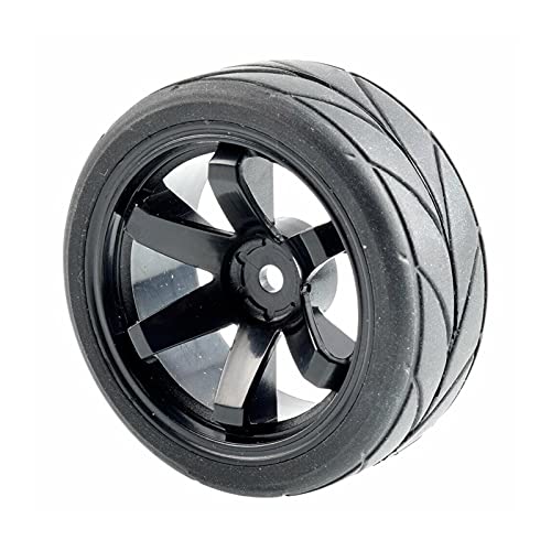 Clynex 4-teiliges ABS-Rad aus Gummireifen, for HSP, for HPI, 1.10 On-Road-Auto RC-Autoreifen(Black Wheel) von Clynex