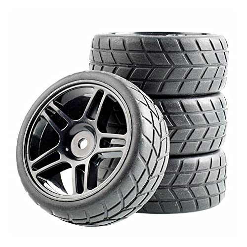 Clynex 4-teiliges ABS-Rad aus Gummireifen, for HSP, for HPI, 1:10 On-Road-Auto RC-Autoreifen(Black Wheel) von Clynex