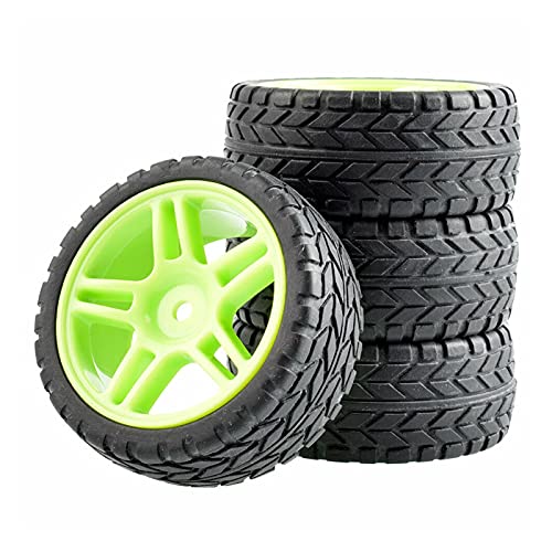 Clynex 4-teiliges ABS-Rad aus Gummireifen, for HSP, for HPI, 1.10 On-Road-Auto RC-Autoreifen(Green Wheel) von Clynex