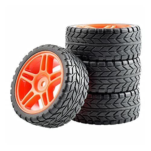 Clynex 4-teiliges ABS-Rad aus Gummireifen, for HSP, for HPI, 1.10 On-Road-Auto RC-Autoreifen(Red Wheel) von Clynex
