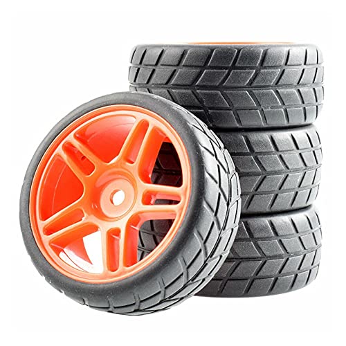 Clynex 4-teiliges ABS-Rad aus Gummireifen, for HSP, for HPI, 1:10 On-Road-Auto RC-Autoreifen(Red Wheel) von Clynex