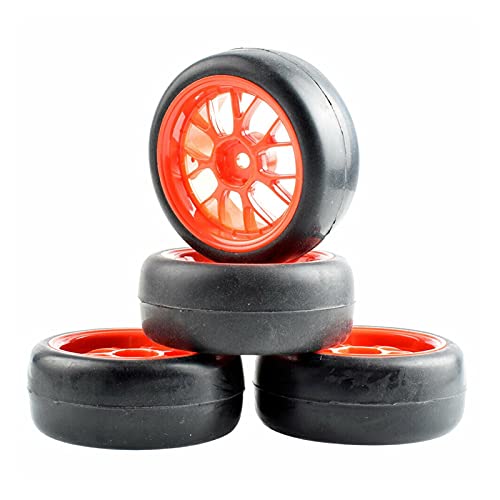 Clynex 4-teiliges ABS-Rad aus Gummireifen, for HSP, for HPI, 1:10 On-Road-Auto RC-Autoreifen(Red Wheel) von Clynex