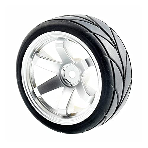 Clynex 4-teiliges ABS-Rad aus Gummireifen, for HSP, for HPI, 1.10 On-Road-Auto RC-Autoreifen(Silver Wheel) von Clynex