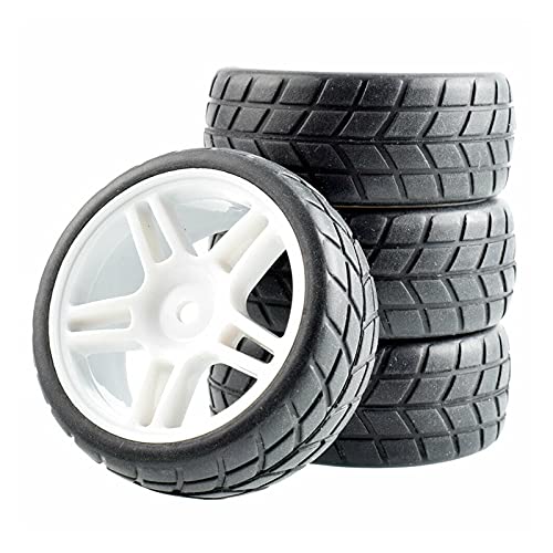 Clynex 4-teiliges ABS-Rad aus Gummireifen, for HSP, for HPI, 1:10 On-Road-Auto RC-Autoreifen(White Wheel) von Clynex