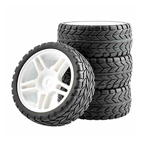 Clynex 4-teiliges ABS-Rad aus Gummireifen, for HSP, for HPI, 1.10 On-Road-Auto RC-Autoreifen(White Wheel) von Clynex