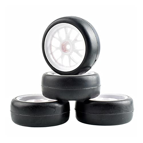 Clynex 4-teiliges ABS-Rad aus Gummireifen, for HSP, for HPI, 1:10 On-Road-Auto RC-Autoreifen(White Wheel) von Clynex
