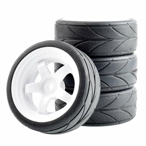 Clynex 4-teiliges ABS-Rad aus Gummireifen, for HSP, for HPI, 1:10 On-Road-Autorennen RC-Autoreifen(White Wheel) von Clynex